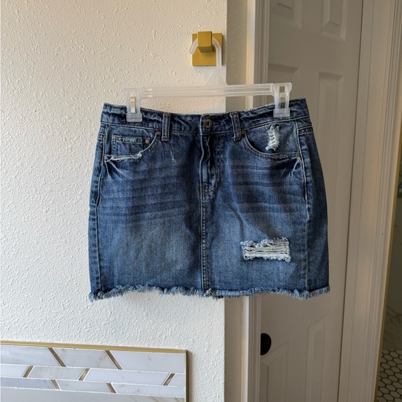 True Craft Blue Distressed Denim Mini Skirt - Picture 1 of 9